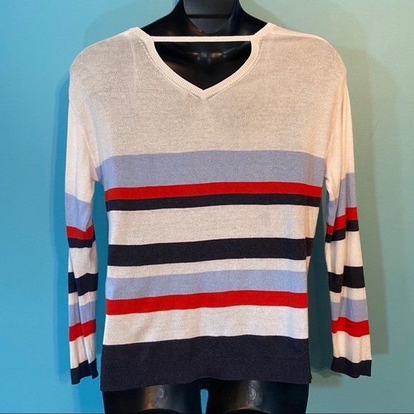 Marks and Spencer women’s v-neck striped sweater in size 8 - Picture 3 of 7